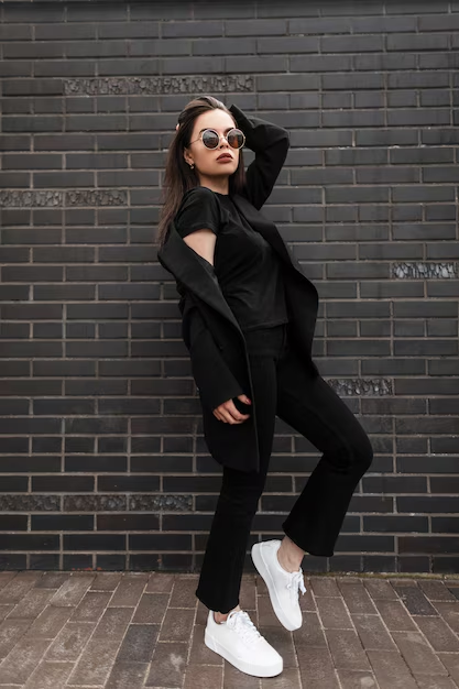 White Sneakers with Black Outfit