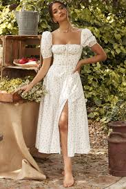 White Floral Midi Dress