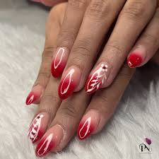 Ombre Red and White Nails