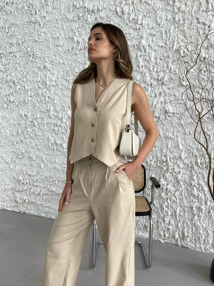 Linen Vest with Matching Trousers