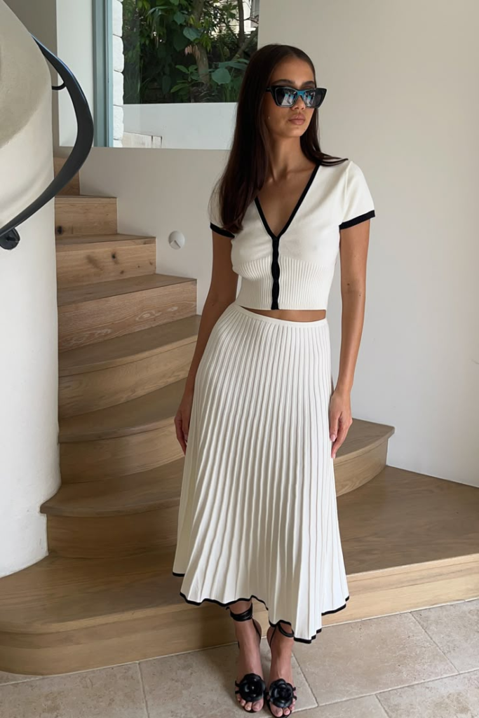 Knit Top with Pleated Skirt