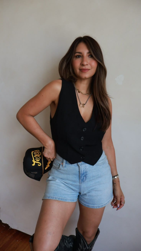 Button Tank Top + Denim Shorts