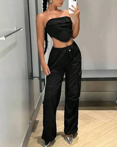 Tube Top + Cargo Pants