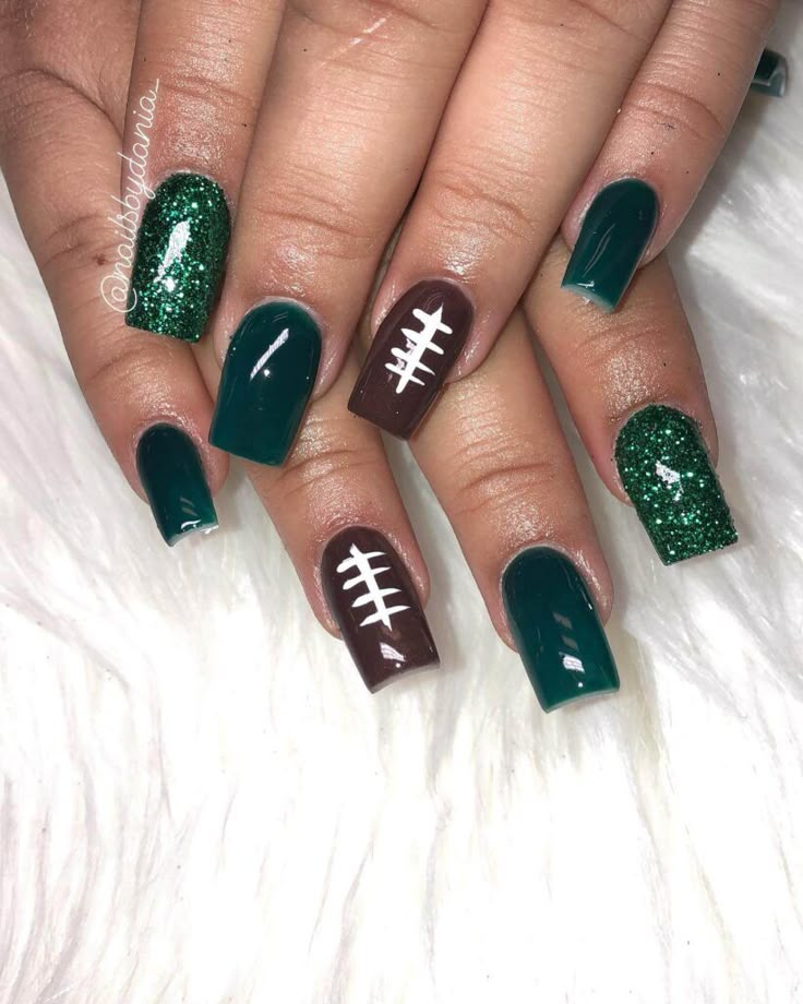 Green Football Field Nails