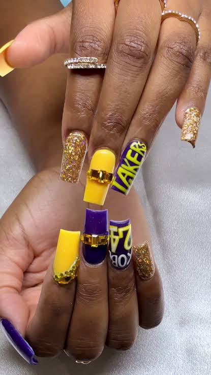 Glitter Match Day Nails