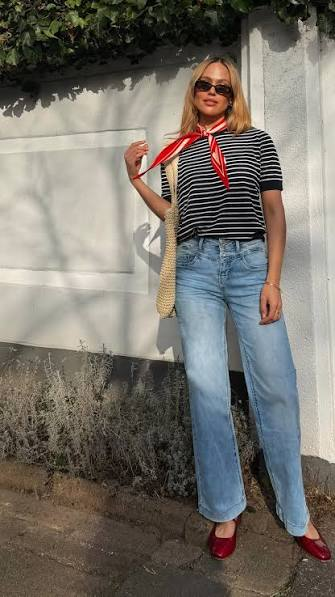 Red Bandana and Striped Shirt